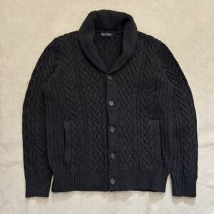 Banana Republic Italian Yarn Wool Shawl Collar Cable Knit Fisherman Cardigan M